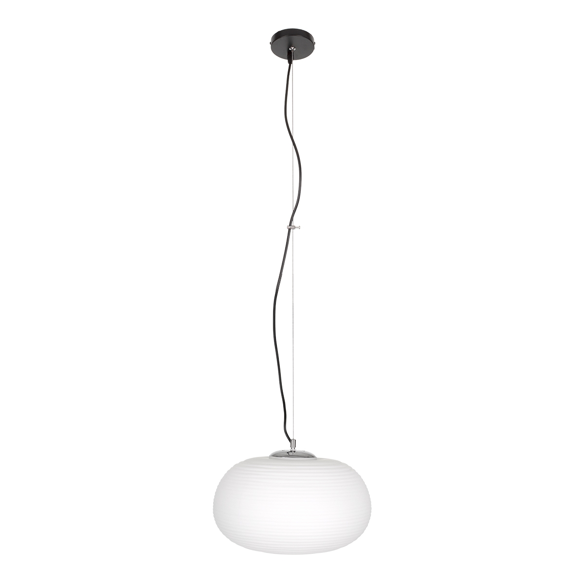 GloboStar® FREYA 00747 Μοντέρνο Κρεμαστό Φωτιστικό Ανάρτηση Μονόφωτο 1 x E27 IP20 Λευκό Γυαλί με Ασημί Μέταλλο - Μ34 x Π34 x Υ23cm