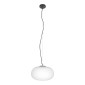 GloboStar® FREYA 00747 Μοντέρνο Κρεμαστό Φωτιστικό Ανάρτηση Μονόφωτο 1 x E27 IP20 Λευκό Γυαλί με Ασημί Μέταλλο - Μ34 x Π34 x Υ23cm