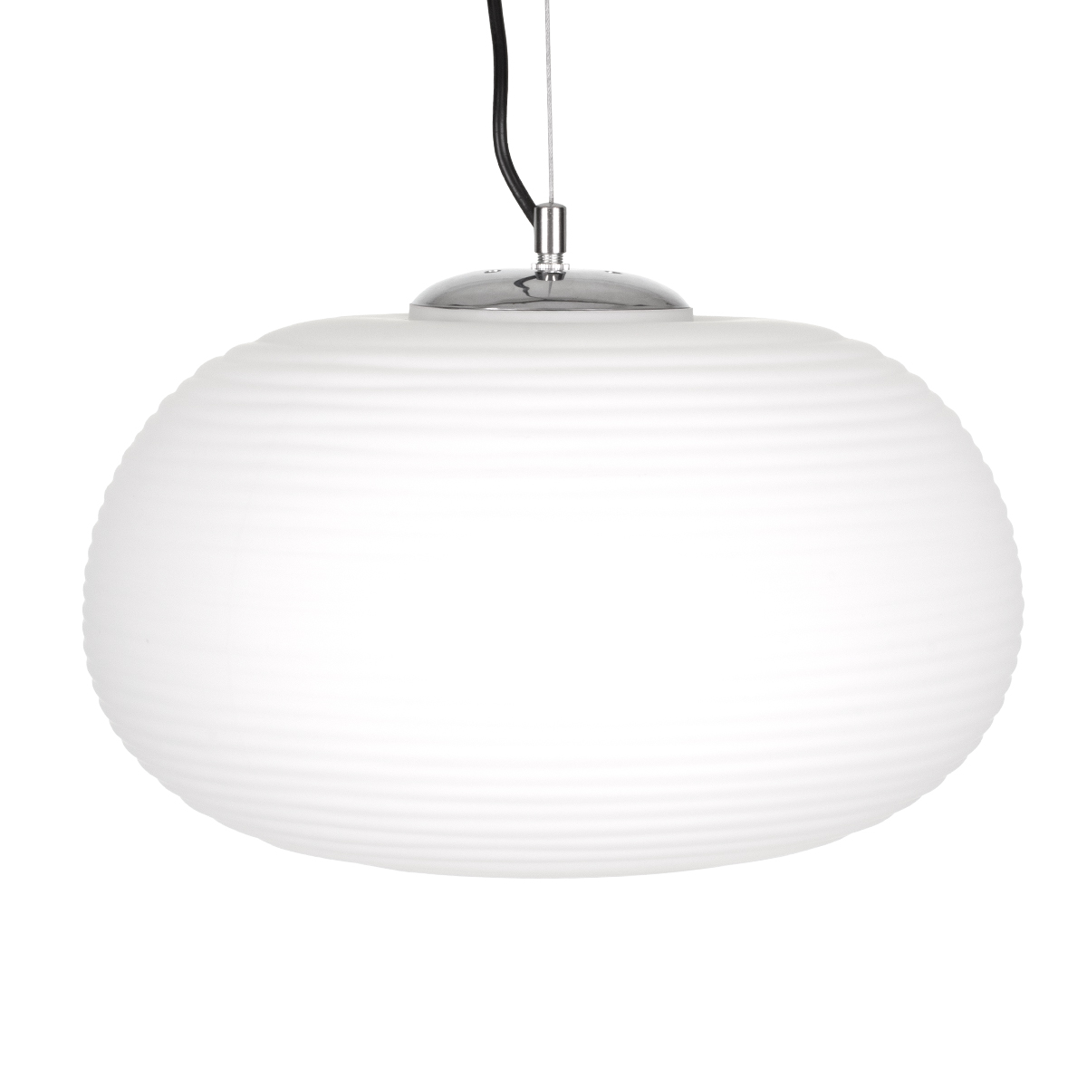 GloboStar® FREYA 00747 Μοντέρνο Κρεμαστό Φωτιστικό Ανάρτηση Μονόφωτο 1 x E27 IP20 Λευκό Γυαλί με Ασημί Μέταλλο - Μ34 x Π34 x Υ23cm