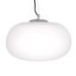 GloboStar® FREYA 00747 Μοντέρνο Κρεμαστό Φωτιστικό Ανάρτηση Μονόφωτο 1 x E27 IP20 Λευκό Γυαλί με Ασημί Μέταλλο - Μ34 x Π34 x Υ23cm