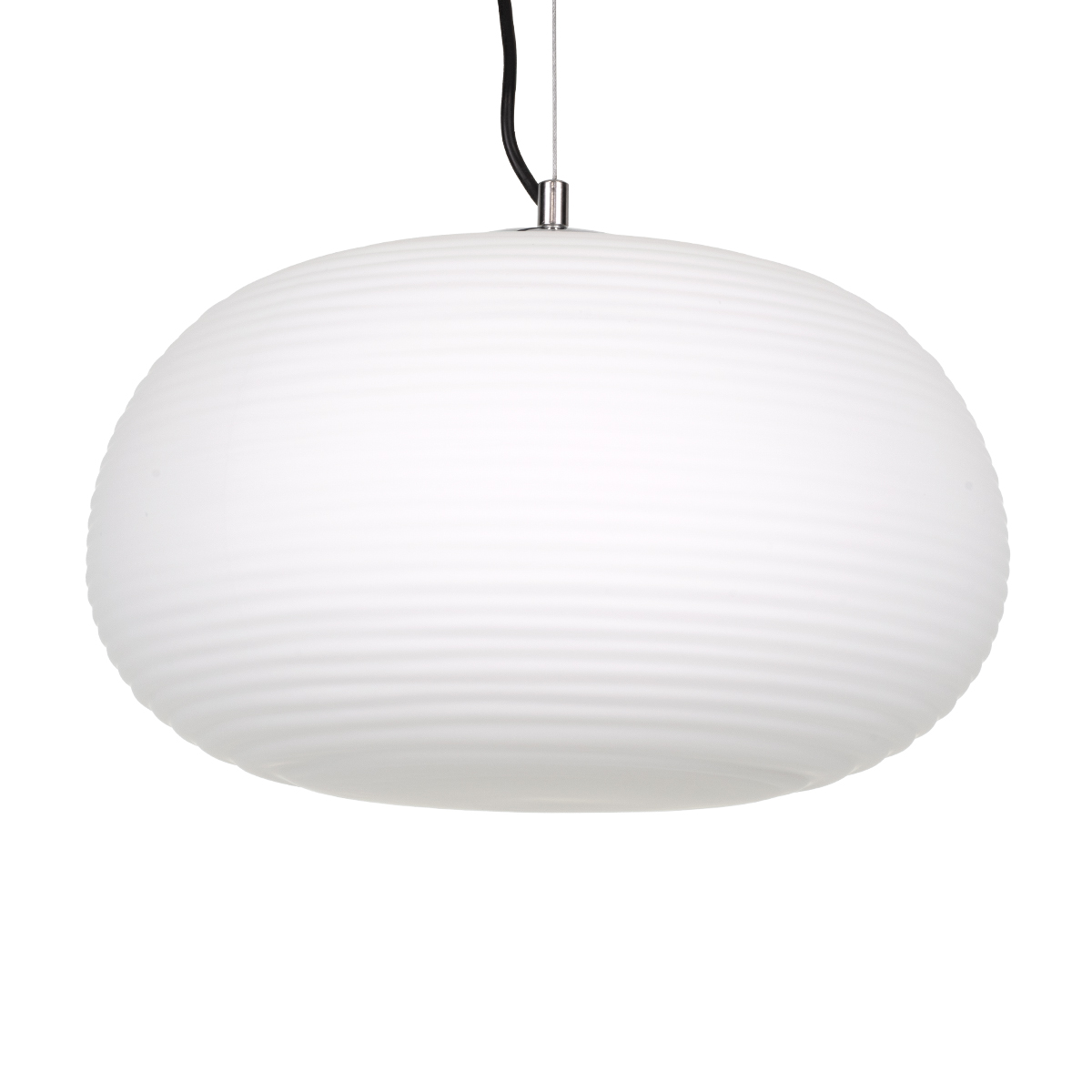 GloboStar® FREYA 00747 Μοντέρνο Κρεμαστό Φωτιστικό Ανάρτηση Μονόφωτο 1 x E27 IP20 Λευκό Γυαλί με Ασημί Μέταλλο - Μ34 x Π34 x Υ23cm