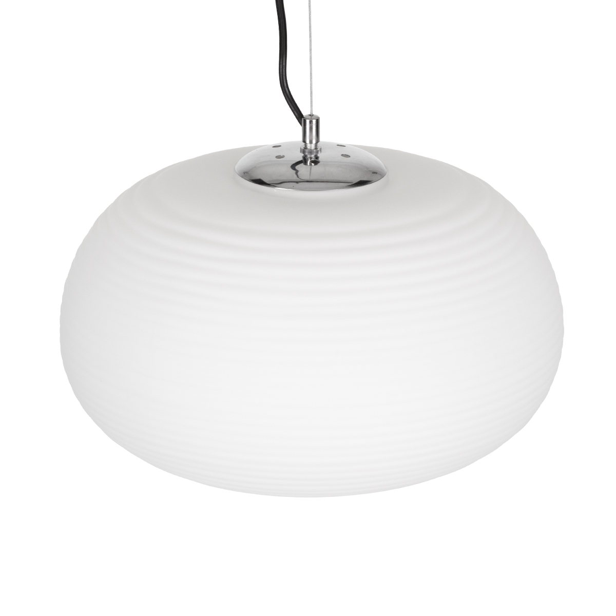 GloboStar® FREYA 00747 Μοντέρνο Κρεμαστό Φωτιστικό Ανάρτηση Μονόφωτο 1 x E27 IP20 Λευκό Γυαλί με Ασημί Μέταλλο - Μ34 x Π34 x Υ23cm