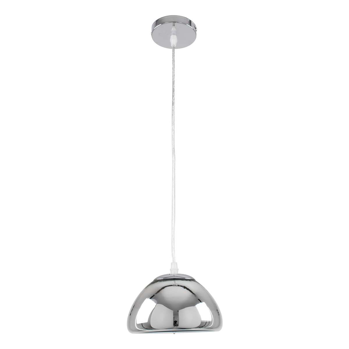 GloboStar® CRISTIN 00756 Μοντέρνο Κρεμαστό Φωτιστικό Ανάρτηση Μονόφωτο 1 x G4 Ασημί Γυαλί - Μ18 x Π18 x Υ13cm