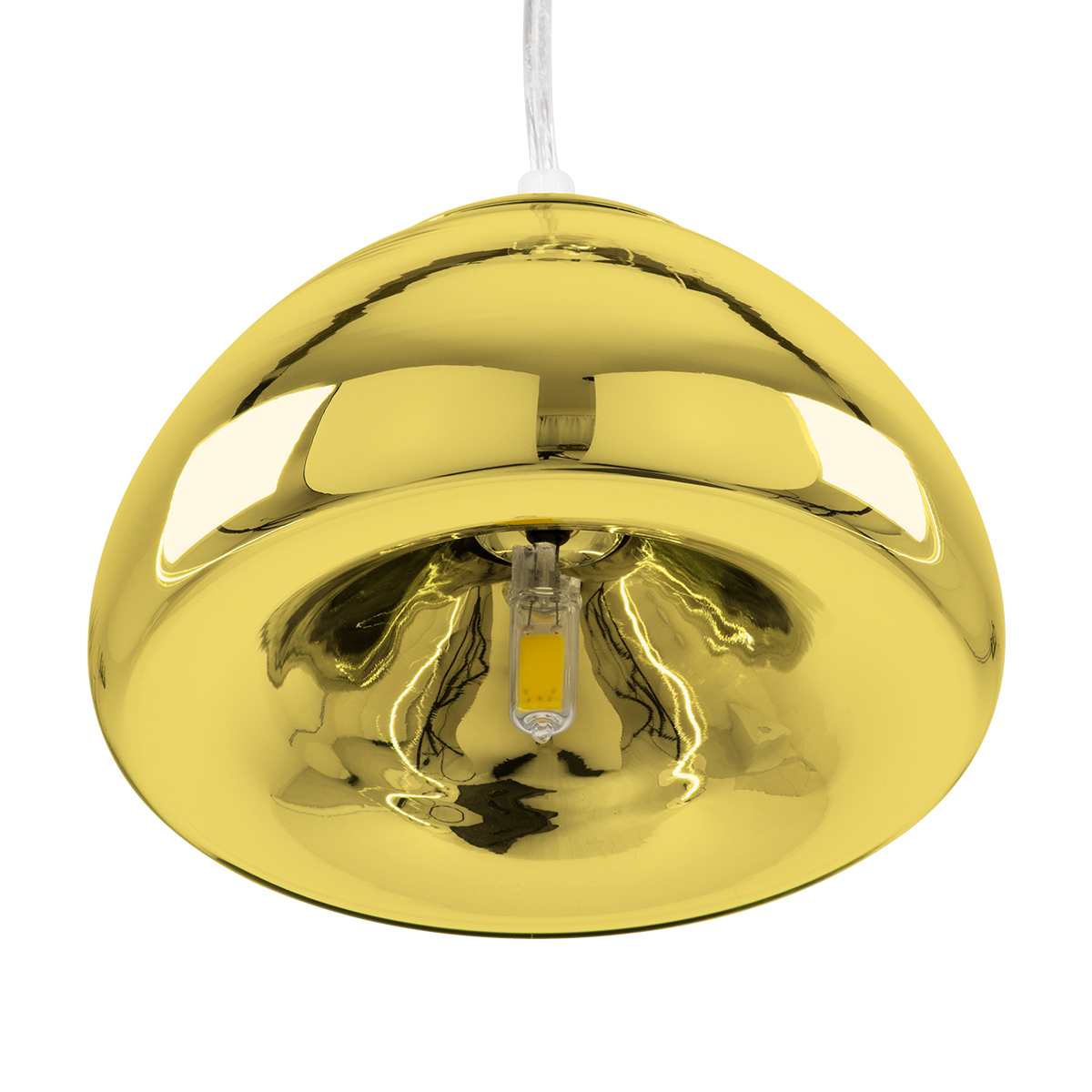 GloboStar® CRISTIN 00757 Μοντέρνο Κρεμαστό Φωτιστικό Ανάρτηση Μονόφωτο 1 x G4 Χρυσό Γυαλί - Μ18 x Π18 x Υ13cm