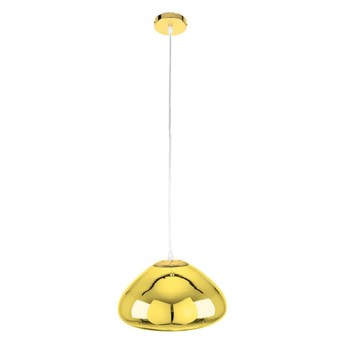 GloboStar® CRISTIN 00760 Μοντέρνο Κρεμαστό Φωτιστικό Ανάρτηση Μονόφωτο 1 x E27 IP20 Χρυσό Γυαλί - Μ30 x Π30 x Υ19cm