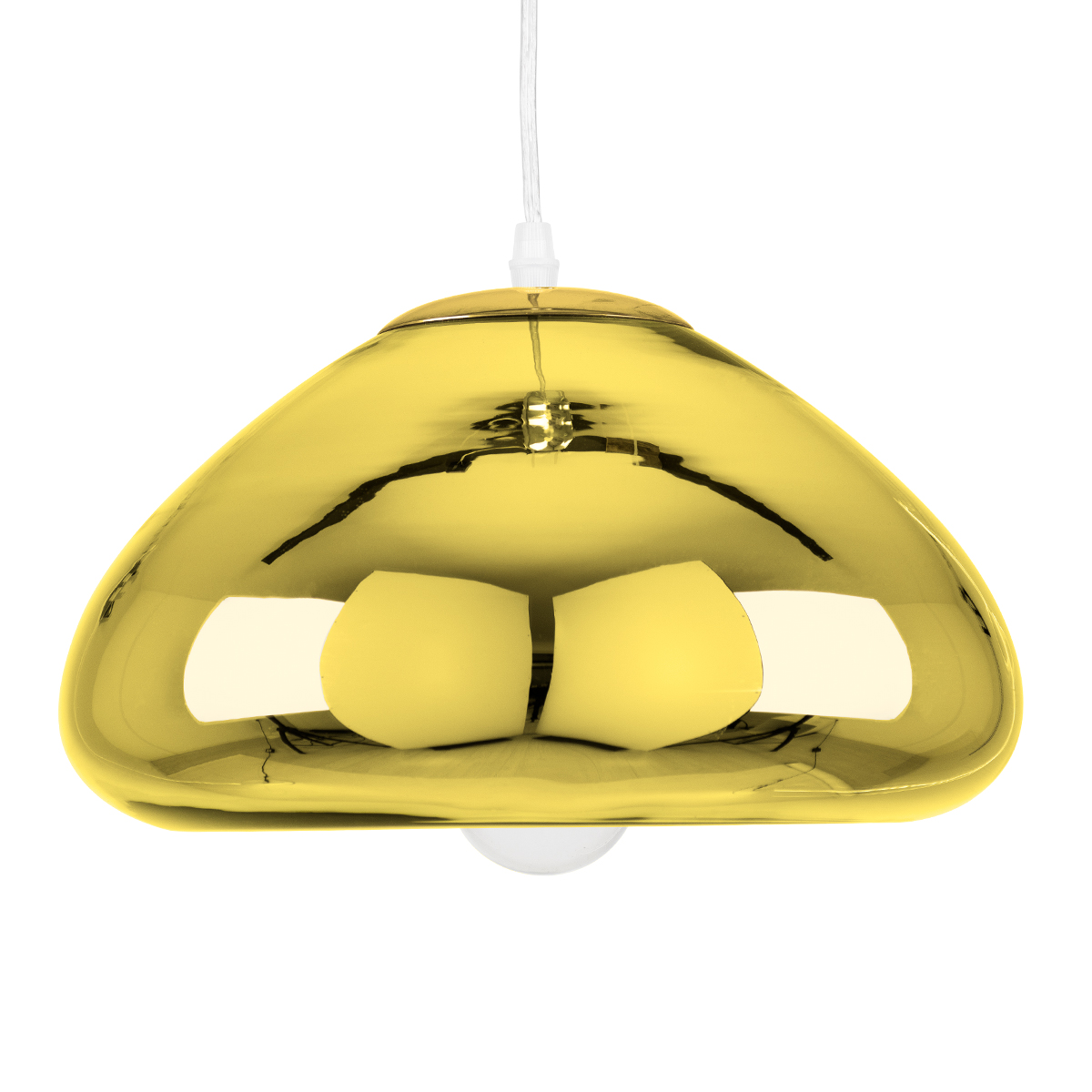 GloboStar® CRISTIN 00760 Μοντέρνο Κρεμαστό Φωτιστικό Ανάρτηση Μονόφωτο 1 x E27 IP20 Χρυσό Γυαλί - Μ30 x Π30 x Υ19cm