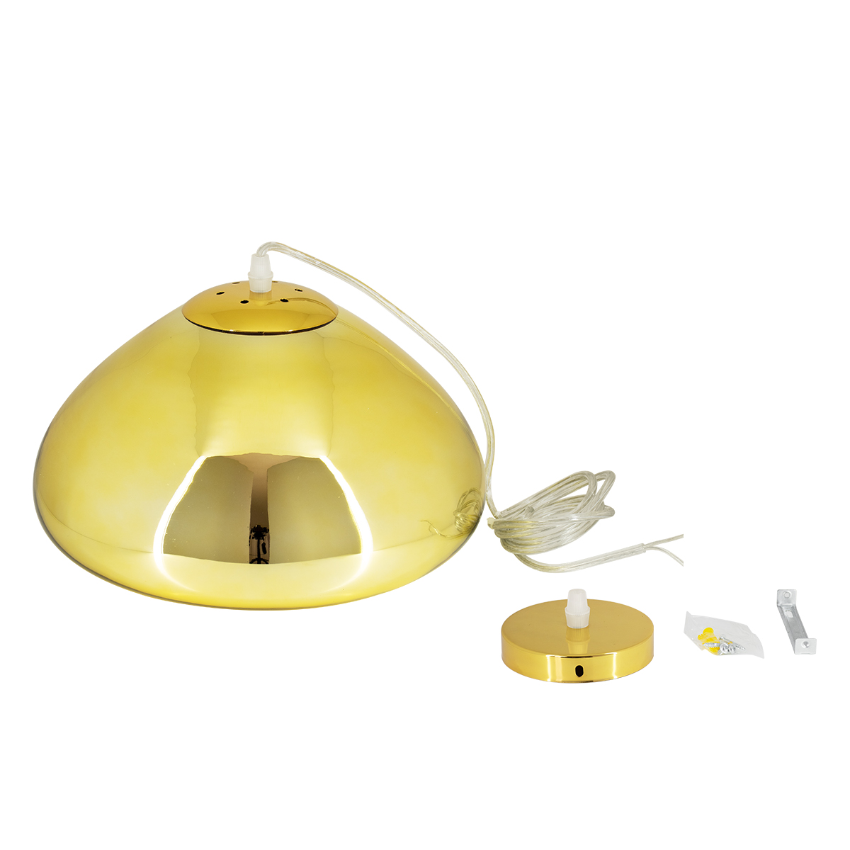 GloboStar® CRISTIN 00760 Μοντέρνο Κρεμαστό Φωτιστικό Ανάρτηση Μονόφωτο 1 x E27 IP20 Χρυσό Γυαλί - Μ30 x Π30 x Υ19cm