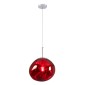 GloboStar® DIXAR 00762 Μοντέρνο Κρεμαστό Φωτιστικό Ανάρτηση Μονόφωτο 1 x E27 IP20 Κόκκινο Γυαλί με Ασημί Μέταλλο - Μ28 x Π28 x Υ40cm