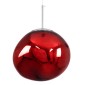 GloboStar® DIXAR 00762 Μοντέρνο Κρεμαστό Φωτιστικό Ανάρτηση Μονόφωτο 1 x E27 IP20 Κόκκινο Γυαλί με Ασημί Μέταλλο - Μ28 x Π28 x Υ40cm