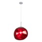 GloboStar® DIXAR 00763 Μοντέρνο Κρεμαστό Φωτιστικό Ανάρτηση Μονόφωτο 1 x E27 IP20 Κόκκινο Γυαλί με Ασημί Μέταλλο - Μ36 x Π36 x Υ45cm