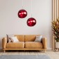 GloboStar® DIXAR 00763 Μοντέρνο Κρεμαστό Φωτιστικό Ανάρτηση Μονόφωτο 1 x E27 IP20 Κόκκινο Γυαλί με Ασημί Μέταλλο - Μ36 x Π36 x Υ45cm