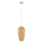 GloboStar® SAN TROPEZ 00764 Boho Κρεμαστό Φωτιστικό Ανάρτηση Μονόφωτο 1 x E27 IP20 Μπεζ Ξύλο - Μ19 x Π19 x Υ42cm