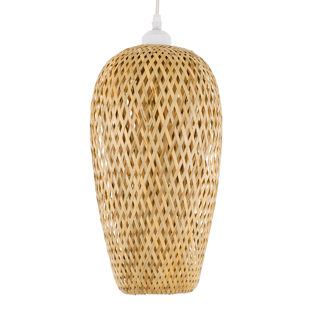 GloboStar® SAN TROPEZ 00764 Boho Κρεμαστό Φωτιστικό Ανάρτηση Μονόφωτο 1 x E27 IP20 Μπεζ Ξύλο - Μ19 x Π19 x Υ42cm