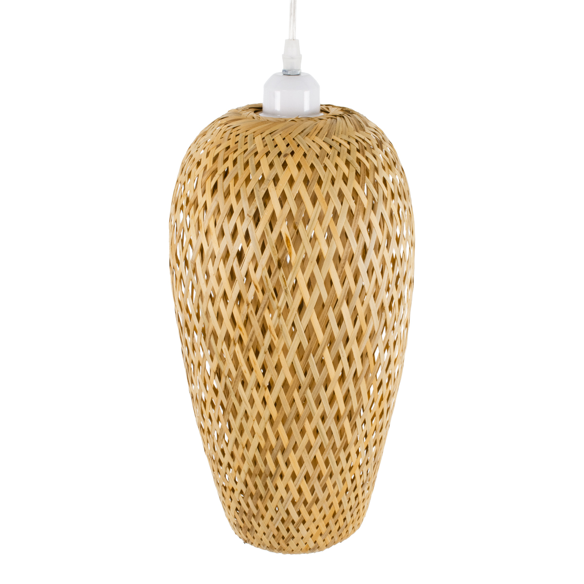 GloboStar® SAN TROPEZ 00764 Boho Κρεμαστό Φωτιστικό Ανάρτηση Μονόφωτο 1 x E27 IP20 Μπεζ Ξύλο - Μ19 x Π19 x Υ42cm
