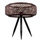 GloboStar® ZORION 00770 Vintage Επιτραπέζιο Φωτιστικό Πορτατίφ Λαμπατέρ Μονόφωτο Μπαμπού Καφέ Πλέγμα Φ40 x Υ15.5cm