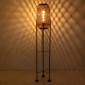 GloboStar® CURACAO 00771 Μοντέρνο Επιδαπέδιο Φωτιστικό Μονόφωτο 1 x E27 IP20 Μαύρο Μέταλλο με Καφέ Ξύλο - Μ30 x Π30 x Υ170cm