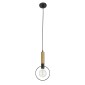 GloboStar® OLVERO 00772 Μοντέρνο Κρεμαστό Φωτιστικό Ανάρτηση Μονόφωτο 1 x E27 IP20 Μαύρο & Χρυσό Μέταλλο - Μ18 x Π4 x Y38cm