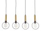 GloboStar® OLVERO 00775 Μοντέρνο Κρεμαστό Φωτιστικό Ράγα Πολύφωτο 4 x E27 IP20 Μαύρο & Χρυσό Μέταλλο - Μ90 x Π18 x Y130cm