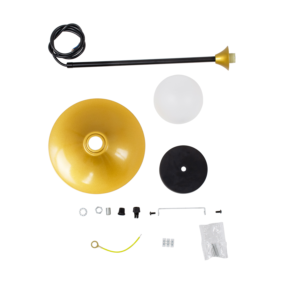 GloboStar® JOLIET 00777 Μοντέρνο Κρεμαστό Φωτιστικό Καμπάνα Μονόφωτο 1 x G9 IP20 Μαύρο & Χρυσό Μέταλλο - Μ20 x Π20 x Y43cm