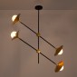 GloboStar® JOLIET 00779 Μοντέρνο Φωτιστικό Οροφής Πλέγμα Πολύφωτο 4 x G9 IP20 Μαύρο & Χρυσό Μέταλλο - Μ93 x Π20 x Υ106cm