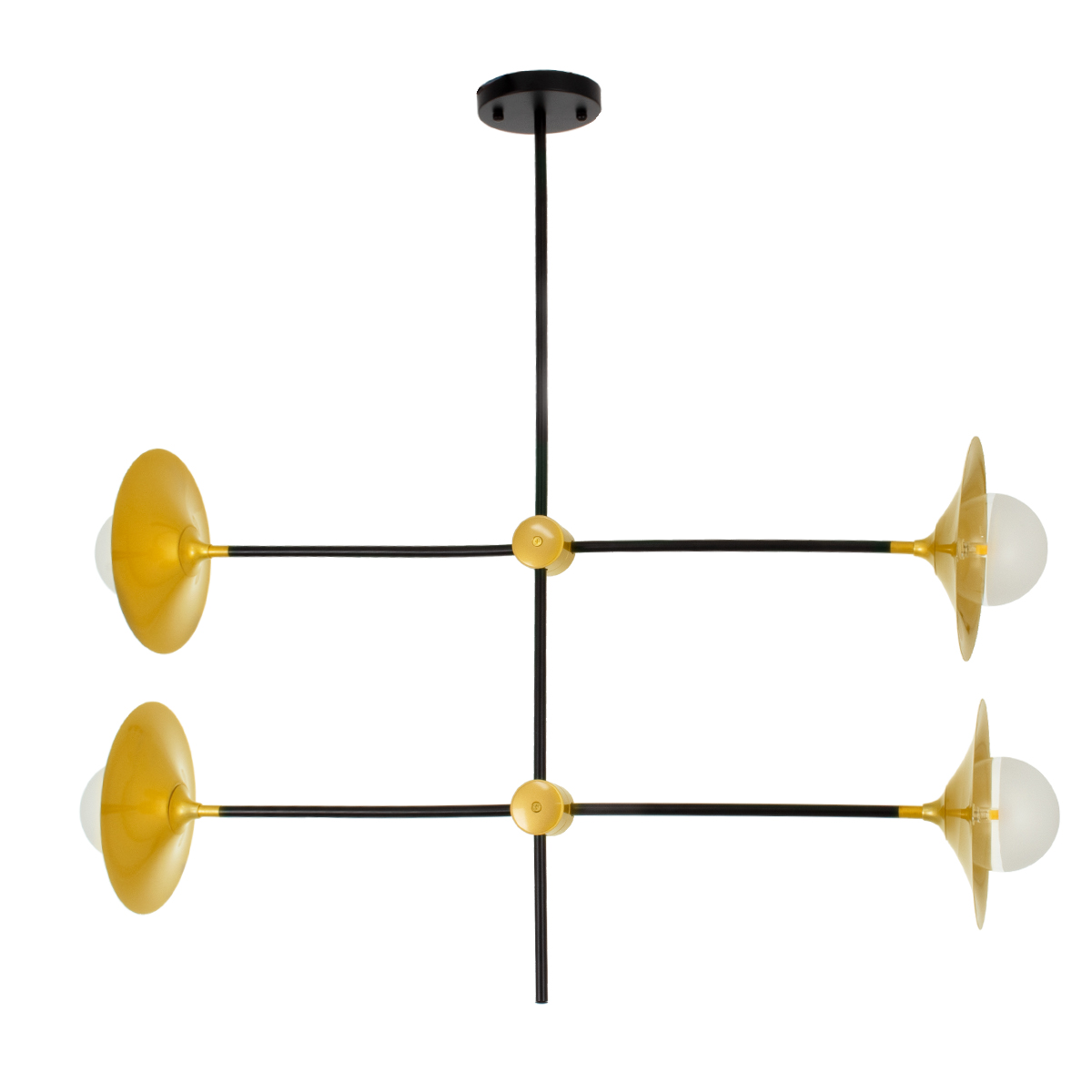 GloboStar® JOLIET 00779 Μοντέρνο Φωτιστικό Οροφής Πλέγμα Πολύφωτο 4 x G9 IP20 Μαύρο & Χρυσό Μέταλλο - Μ93 x Π20 x Υ106cm