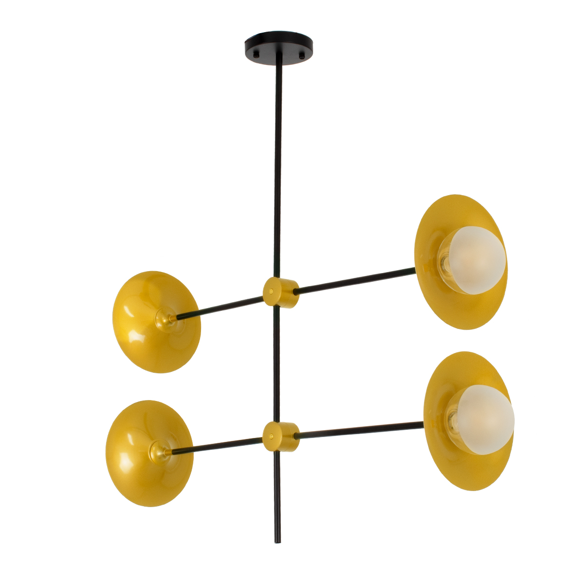 GloboStar® JOLIET 00779 Μοντέρνο Φωτιστικό Οροφής Πλέγμα Πολύφωτο 4 x G9 IP20 Μαύρο & Χρυσό Μέταλλο - Μ93 x Π20 x Υ106cm