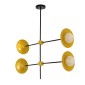 GloboStar® JOLIET 00779 Μοντέρνο Φωτιστικό Οροφής Πλέγμα Πολύφωτο 4 x G9 IP20 Μαύρο & Χρυσό Μέταλλο - Μ93 x Π20 x Υ106cm