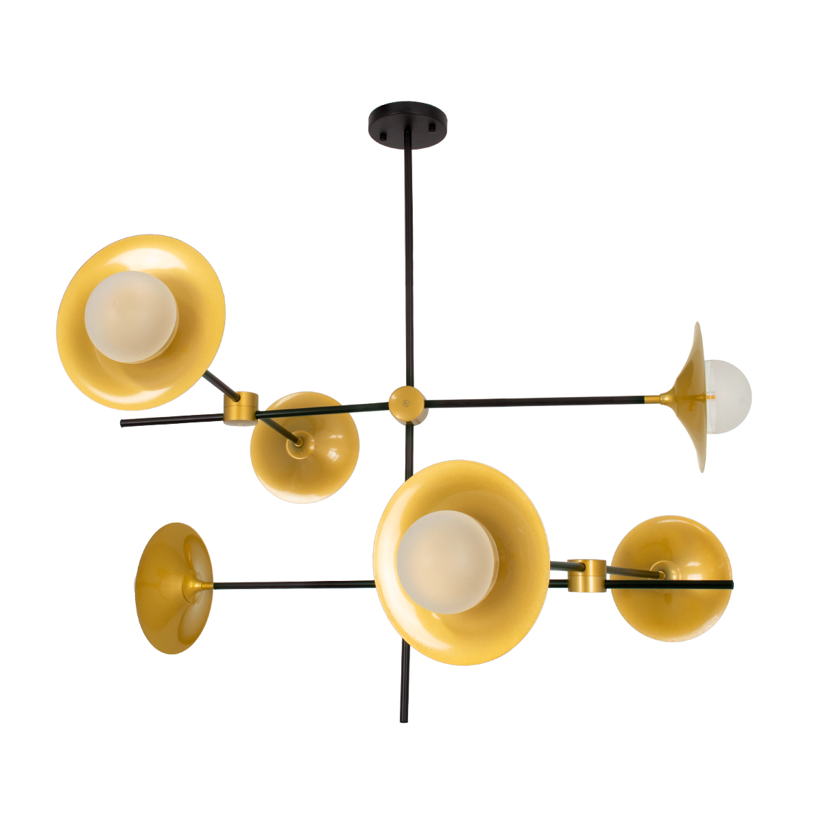 GloboStar® JOLIET 00780 Μοντέρνο Φωτιστικό Οροφής Πλέγμα Πολύφωτο 6 x G9 IP20 Μαύρο & Χρυσό Μέταλλο - Μ93 x Π93 x Υ87cm