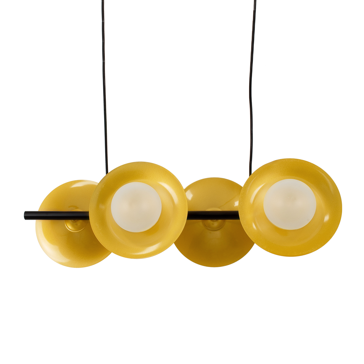 GloboStar® JOLIET 00782 Μοντέρνο Κρεμαστό Φωτιστικό Ανάρτηση Πολύφωτο 4 x G9 Μαύρο & Χρυσό Μέταλλο - Μ65 x Π28 x Υ20cm