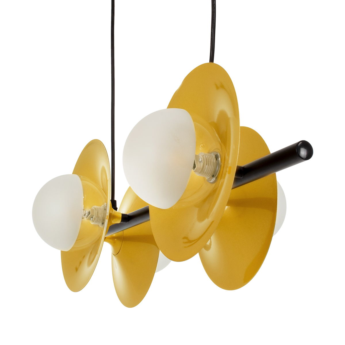 GloboStar® JOLIET 00782 Μοντέρνο Κρεμαστό Φωτιστικό Ανάρτηση Πολύφωτο 4 x G9 Μαύρο & Χρυσό Μέταλλο - Μ65 x Π28 x Υ20cm