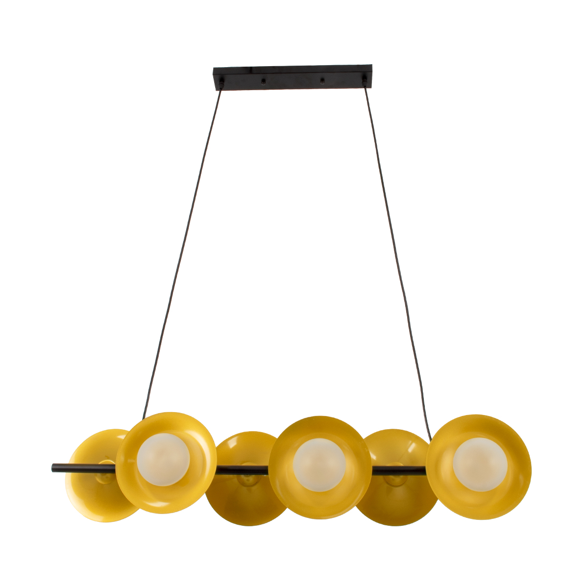 GloboStar® JOLIET 00783 Μοντέρνο Κρεμαστό Φωτιστικό Ανάρτηση Πολύφωτο 6 x G9 Μαύρο & Χρυσό Μέταλλο - Μ95 x Π28 x Υ20cm