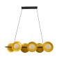 GloboStar® JOLIET 00783 Μοντέρνο Κρεμαστό Φωτιστικό Ανάρτηση Πολύφωτο 6 x G9 Μαύρο & Χρυσό Μέταλλο - Μ95 x Π28 x Υ20cm