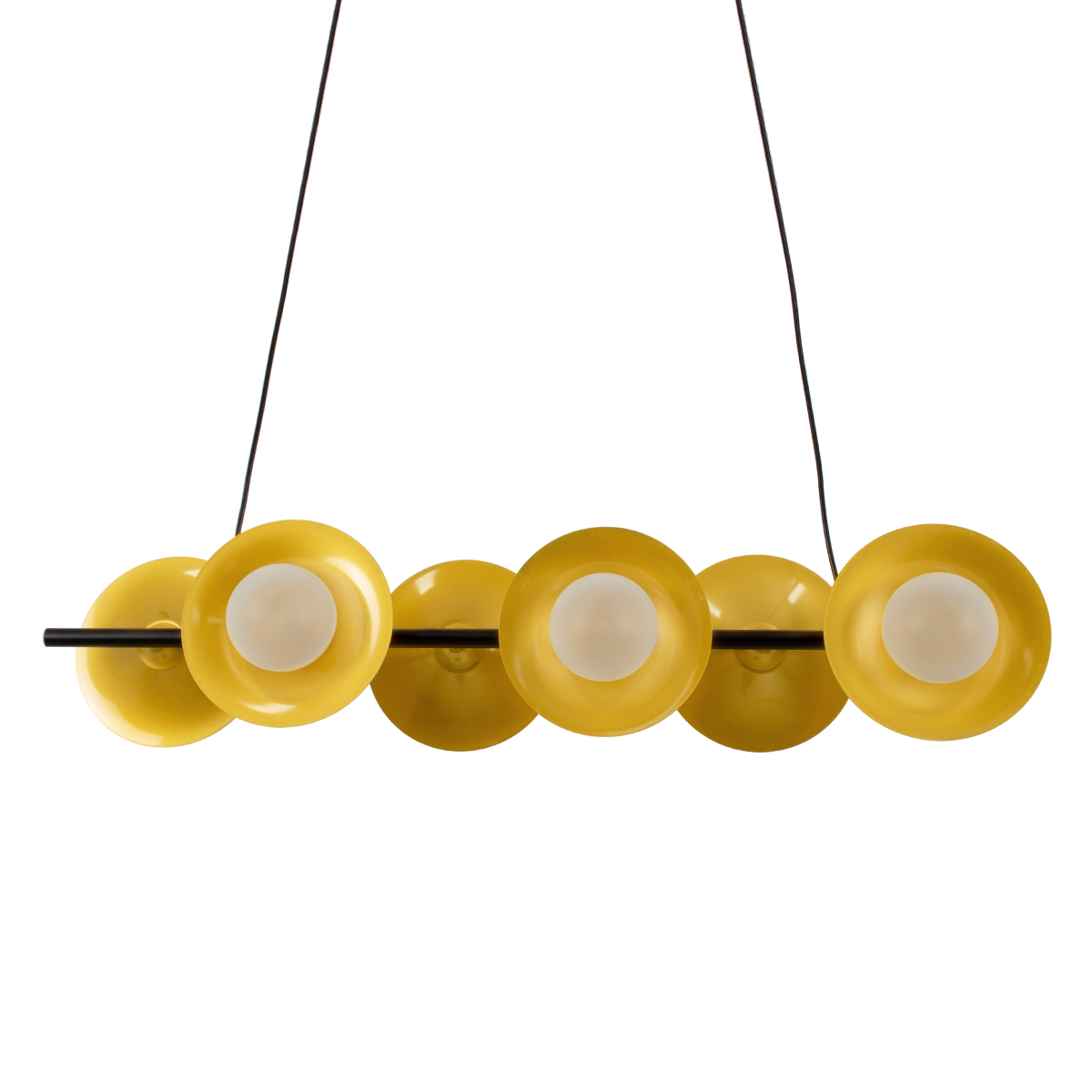 GloboStar® JOLIET 00783 Μοντέρνο Κρεμαστό Φωτιστικό Ανάρτηση Πολύφωτο 6 x G9 Μαύρο & Χρυσό Μέταλλο - Μ95 x Π28 x Υ20cm