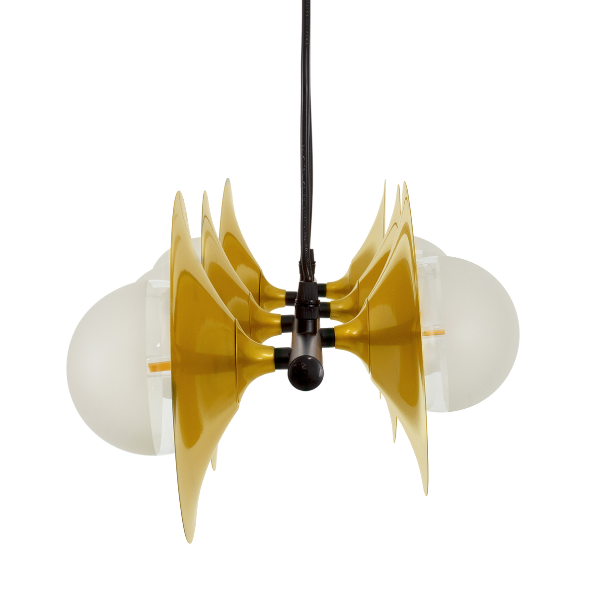 GloboStar® JOLIET 00783 Μοντέρνο Κρεμαστό Φωτιστικό Ανάρτηση Πολύφωτο 6 x G9 Μαύρο & Χρυσό Μέταλλο - Μ95 x Π28 x Υ20cm