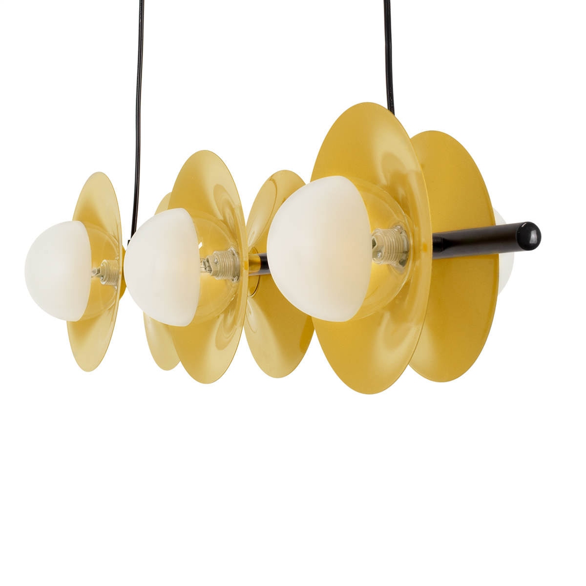 GloboStar® JOLIET 00783 Μοντέρνο Κρεμαστό Φωτιστικό Ανάρτηση Πολύφωτο 6 x G9 Μαύρο & Χρυσό Μέταλλο - Μ95 x Π28 x Υ20cm