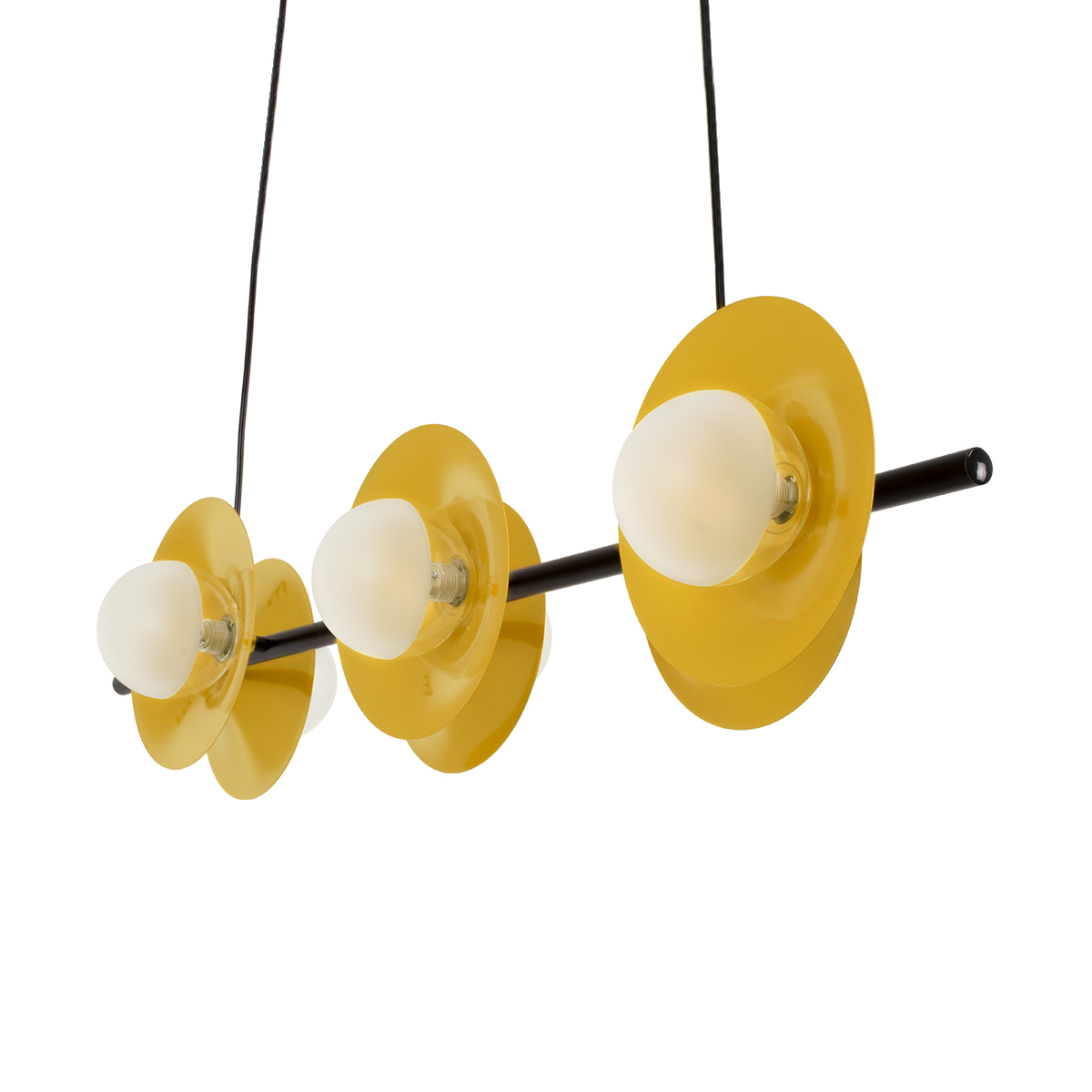 GloboStar® JOLIET 00783 Μοντέρνο Κρεμαστό Φωτιστικό Ανάρτηση Πολύφωτο 6 x G9 Μαύρο & Χρυσό Μέταλλο - Μ95 x Π28 x Υ20cm