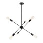 GloboStar® ZANE 00784 Μοντέρνο Φωτιστικό Οροφής Πλέγμα Πολύφωτο 6 x E27 IP20 Μαύρο Μέταλλο - Μ70 x Π70 x Υ100cm