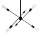 GloboStar® ZANE 00784 Μοντέρνο Φωτιστικό Οροφής Πλέγμα Πολύφωτο 6 x E27 IP20 Μαύρο Μέταλλο - Μ70 x Π70 x Υ100cm