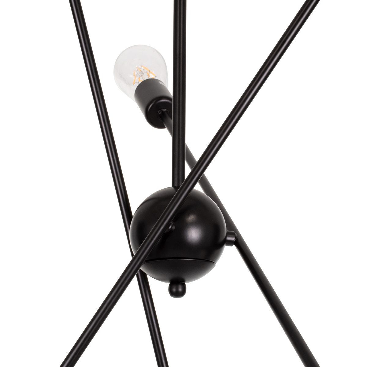 GloboStar® ZANE 00784 Μοντέρνο Φωτιστικό Οροφής Πλέγμα Πολύφωτο 6 x E27 IP20 Μαύρο Μέταλλο - Μ70 x Π70 x Υ100cm