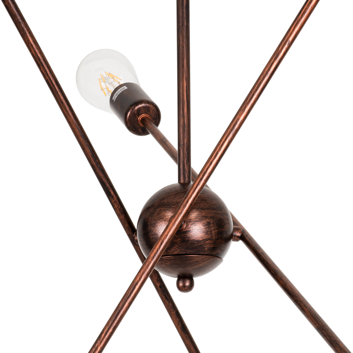 GloboStar® ZANE 00785 Μοντέρνο Φωτιστικό Οροφής Πλέγμα Πολύφωτο 6 x E27 IP20 Χάλκινο Μέταλλο - Μ70 x Π70 x Υ100cm