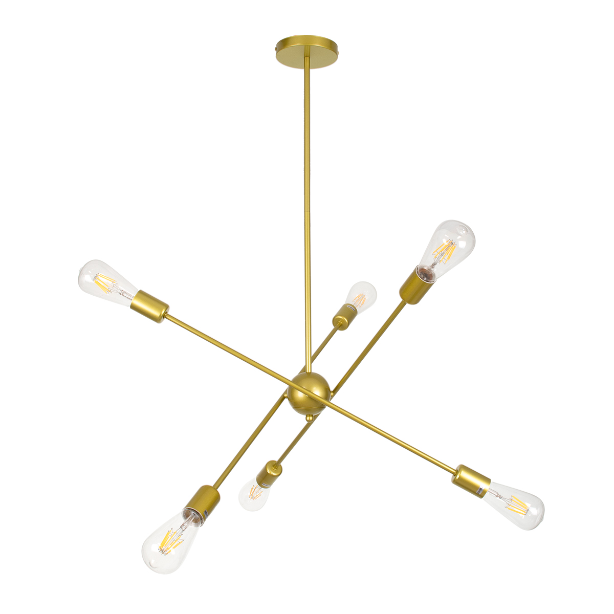 GloboStar® ZANE 00786 Μοντέρνο Φωτιστικό Οροφής Πλέγμα Πολύφωτο 6 x E27 IP20 Χρυσό Μέταλλο - Μ70 x Π70 x Υ100cm