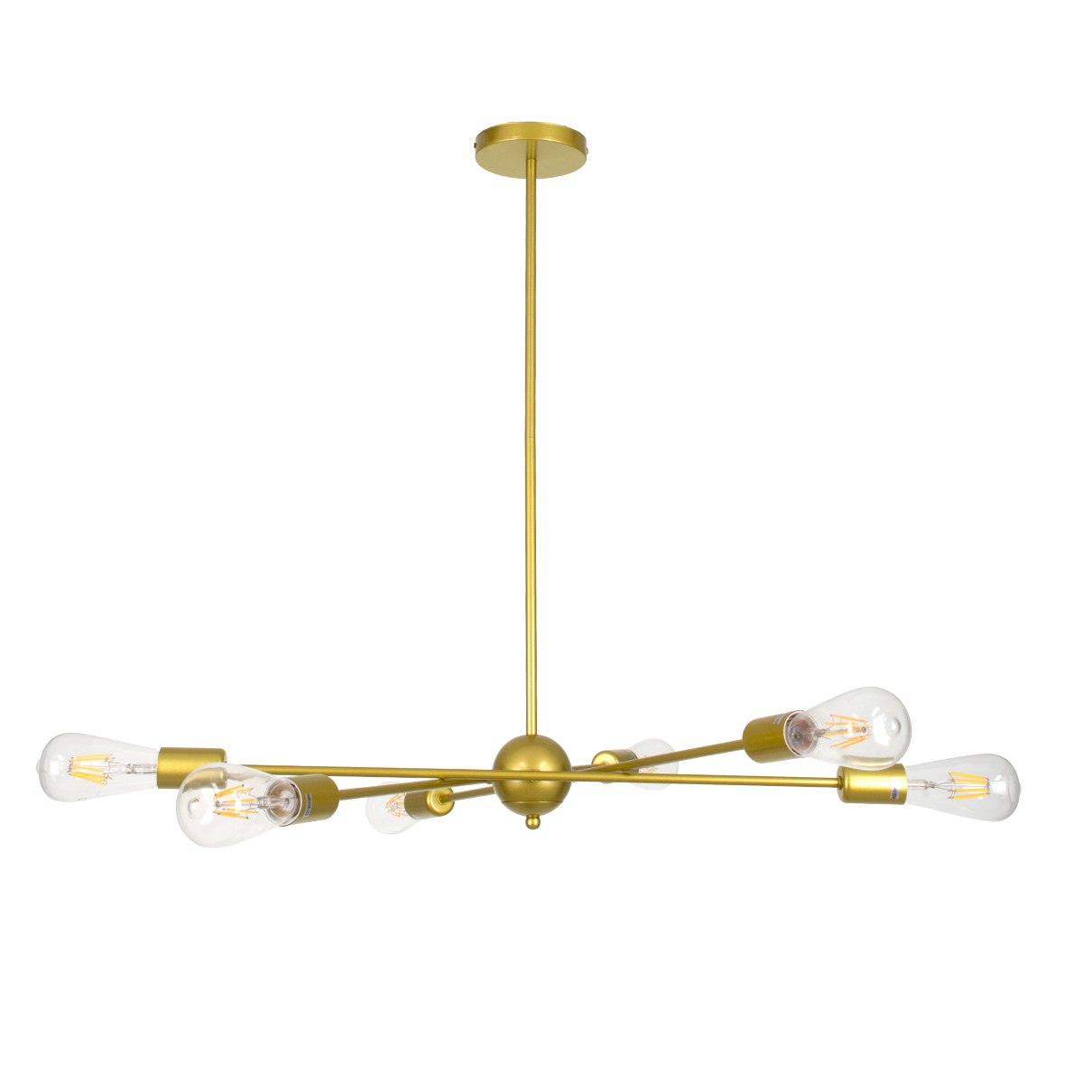 GloboStar® ZANE 00786 Μοντέρνο Φωτιστικό Οροφής Πλέγμα Πολύφωτο 6 x E27 IP20 Χρυσό Μέταλλο - Μ70 x Π70 x Υ100cm