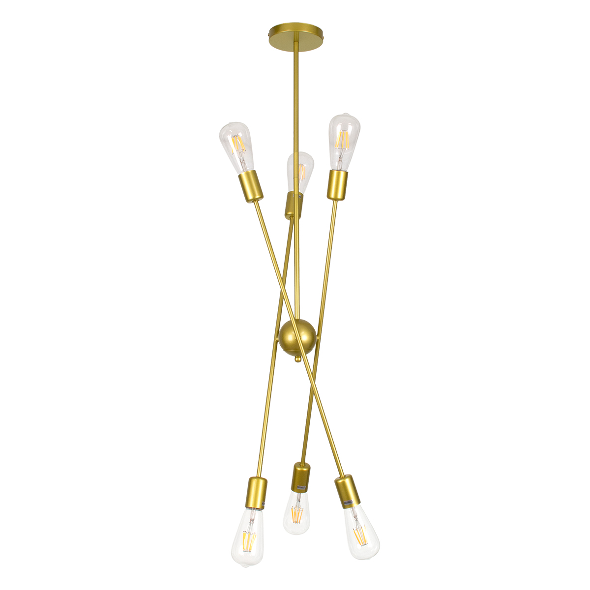 GloboStar® ZANE 00786 Μοντέρνο Φωτιστικό Οροφής Πλέγμα Πολύφωτο 6 x E27 IP20 Χρυσό Μέταλλο - Μ70 x Π70 x Υ100cm