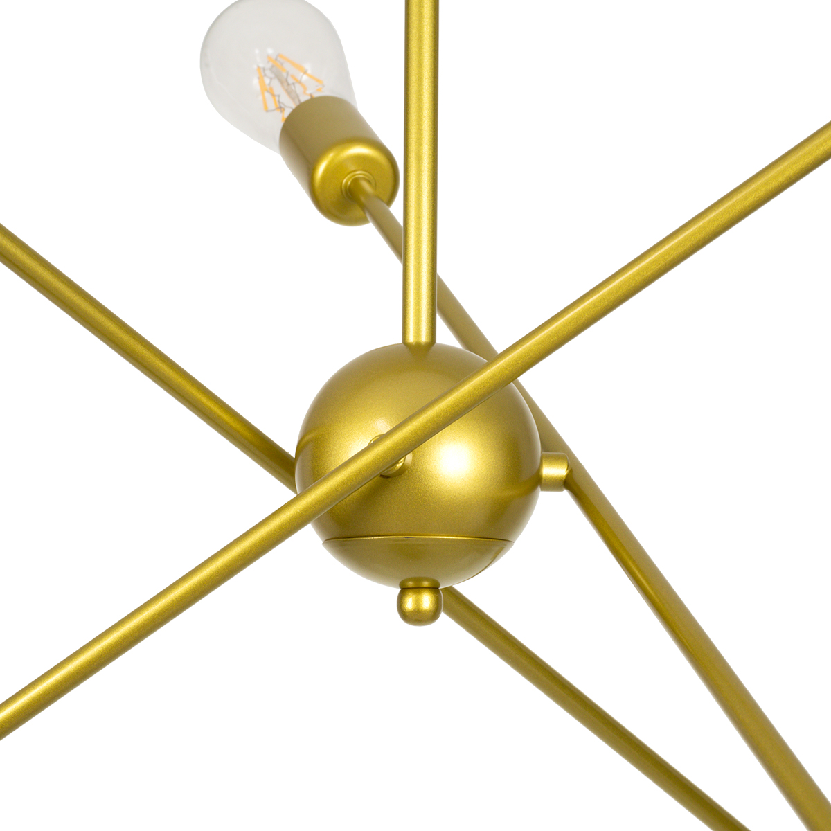 GloboStar® ZANE 00786 Μοντέρνο Φωτιστικό Οροφής Πλέγμα Πολύφωτο 6 x E27 IP20 Χρυσό Μέταλλο - Μ70 x Π70 x Υ100cm