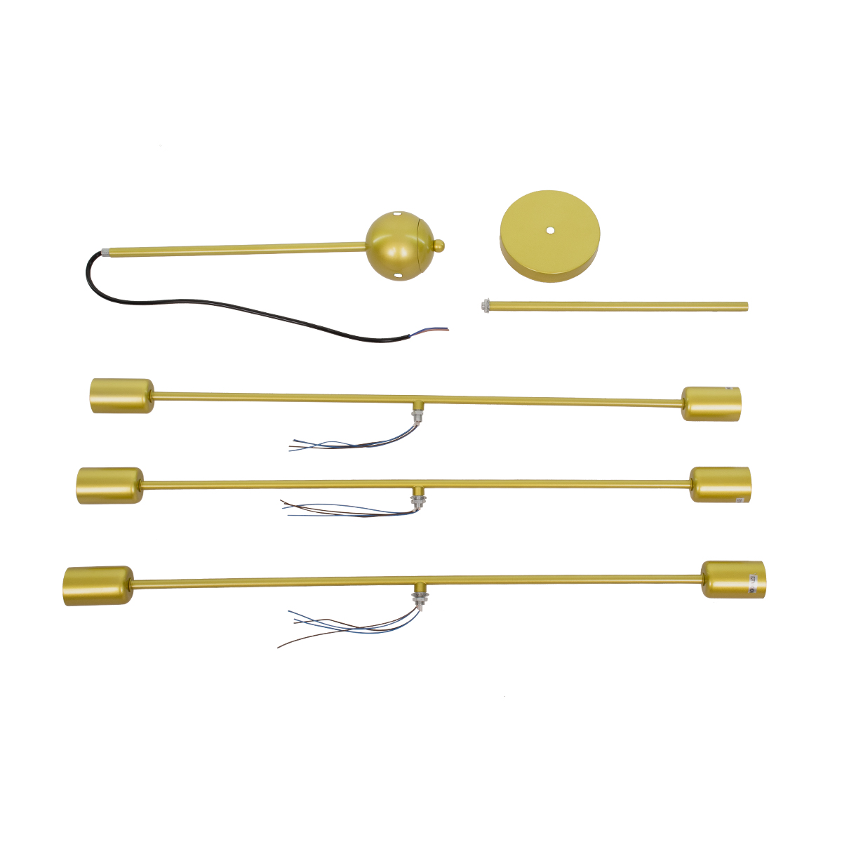 GloboStar® ZANE 00786 Μοντέρνο Φωτιστικό Οροφής Πλέγμα Πολύφωτο 6 x E27 IP20 Χρυσό Μέταλλο - Μ70 x Π70 x Υ100cm