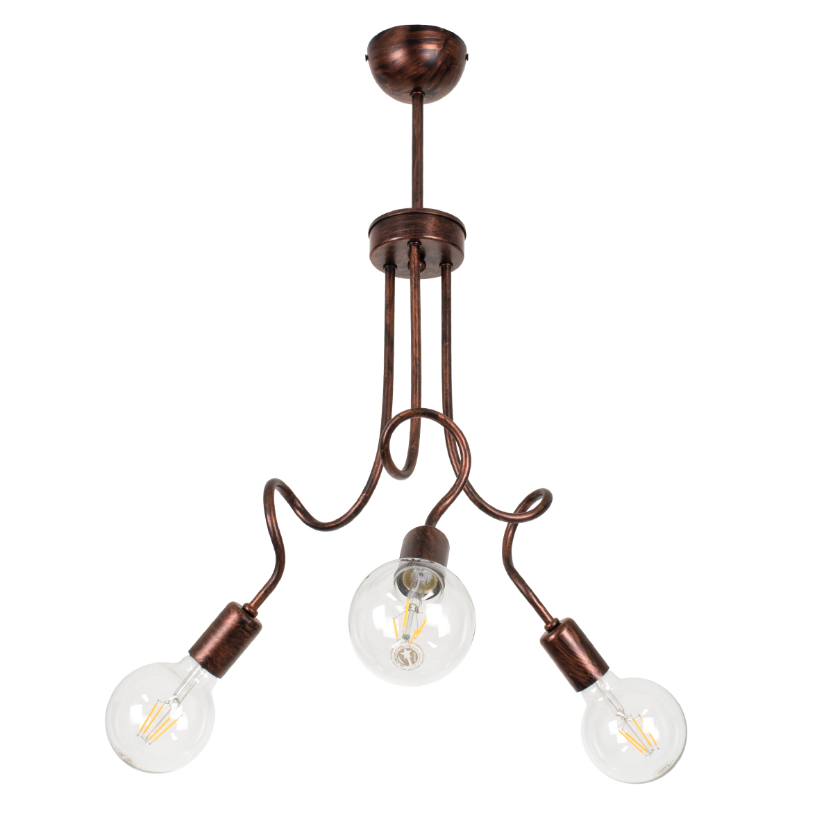 GloboStar® ASPECT 00788 Μοντέρνο Φωτιστικό Οροφής Πλέγμα Τρίφωτο 3 x E27 IP20 Χάλκινο Μέταλλο - Μ42 x Π42 x Υ60cm
