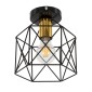 GloboStar® TRON 00792 Μοντέρνο Φωτιστικό Οροφής Πλέγμα Μονόφωτο 1 x E27 IP20 Μαύρο & Χρυσό Μέταλλο - Μ18 x Π18 x Υ19.5cm