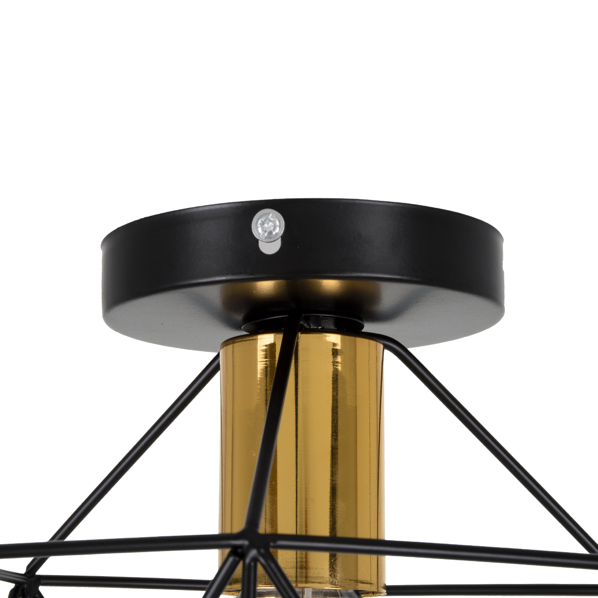 GloboStar® TRON 00792 Μοντέρνο Φωτιστικό Οροφής Πλέγμα Μονόφωτο 1 x E27 IP20 Μαύρο & Χρυσό Μέταλλο - Μ18 x Π18 x Υ19.5cm