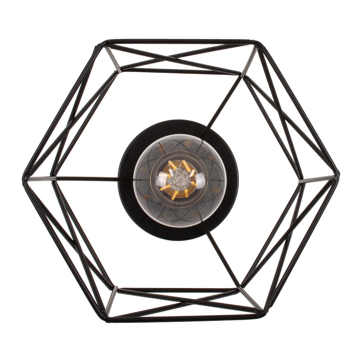 GloboStar® TRON 00792 Μοντέρνο Φωτιστικό Οροφής Πλέγμα Μονόφωτο 1 x E27 IP20 Μαύρο & Χρυσό Μέταλλο - Μ18 x Π18 x Υ19.5cm