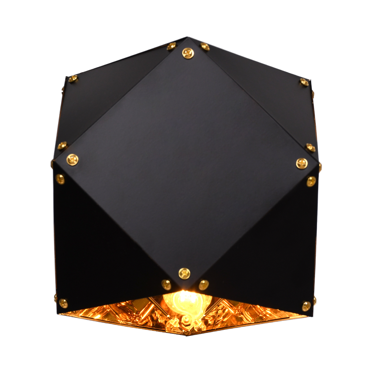 GloboStar® WELLES 00794 Μοντέρνο Επιτοίχιο Φωτιστικό Απλίκα Μονόφωτο 1 x E27 IP20 Μαύρο & Χρυσό Μέταλλο - Μ17 x Π28 x Υ17cm